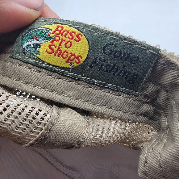 Bass Pro Shops Cabelas Adults Tan Trucker Hat Fishing Hiking Camping Trails - Picture 5 of 10